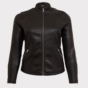 Torrid Black Faux Leather Moto Jacket Size 2 (2X)